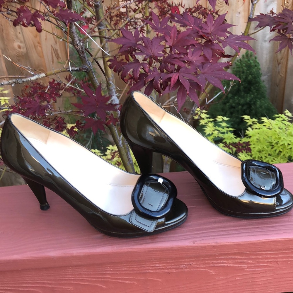 Prada black brown shoes, size 36, heels 2”